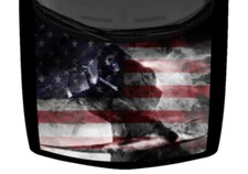 Grim Reaper Smokey Cloudy Scythe Truck Hood Wrap Vinyl US Flag Car Graphic Decal