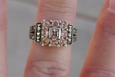 Vintage Sterling Silver Marcasite  Clear Stone Ring - Size 5.75 / 5.9 Grams