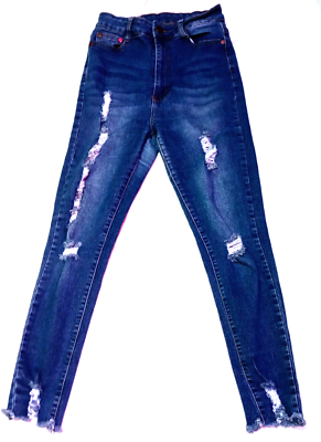 Womens BOB Jeans Sz 11 12 Distressed Blue Skinny High Rise Cropped
