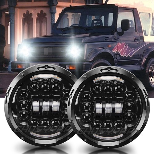 2pcs Fit VW Dune Buggy / Rail Buggy 7'' Round LED Headlights HALO DRL