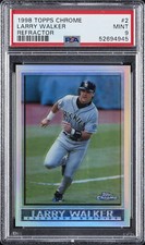 1998 TOPPS CHROME REFRACTOR #2 LARRY WALKER PSA 9