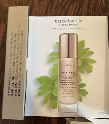 2 X BareMinerals Skinsorials Skinlongevity Vital Power Infusion 7.5ml/0.25oz