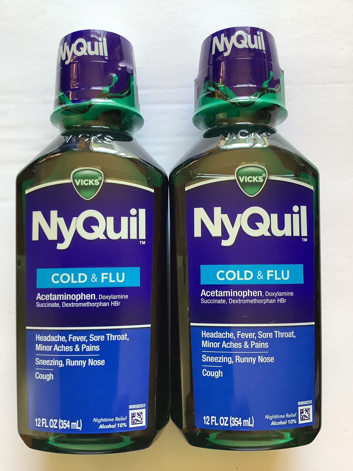 Vicks NyQuil Cough Cold and Flu Night Time Liquid, 120z - Pack of 2 for ...