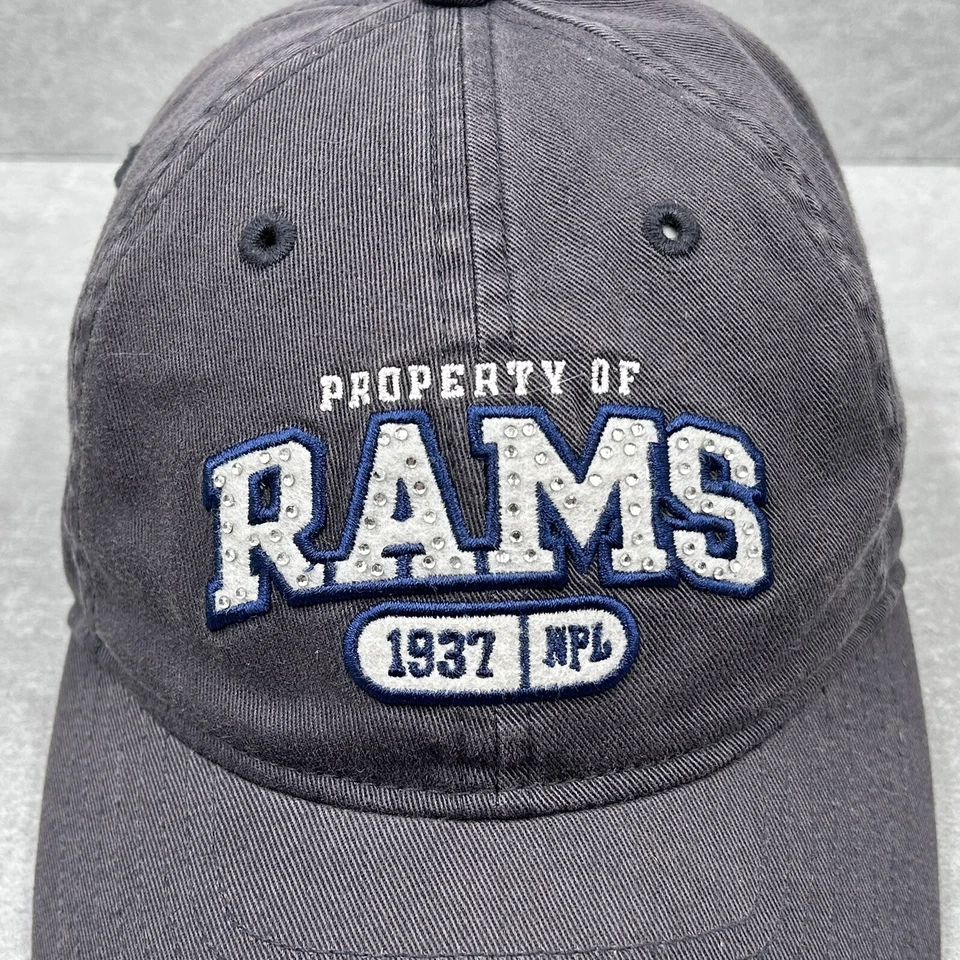Propiedad de RAMS Mujer Sombrero Gorra de Béisbol Gorra AJUSTABLE Ajuste Relajado Estrás Foto 4 de 4