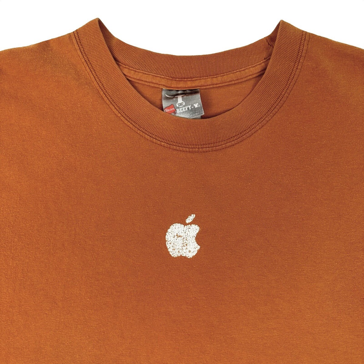 Rare Vintage Y2K Apple Center Logo Hanes Beefy-T Orange T