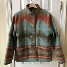 PENDLETON Southwestern Aztec Wool Womens S Coat Blanket Jacket Button GOOD COND