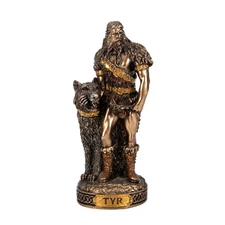 Tyr Scandinavian God Resin Hand Painted Bronze Miniature Statue 3.1 Inches