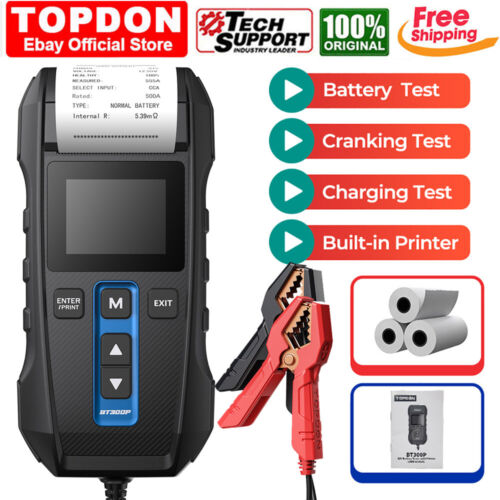 TOPDON Battery 12V Load Charging Cranking Test with Printer 655421686342 | eBay