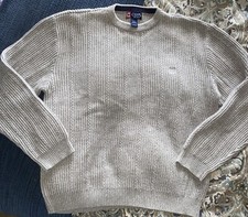 Vintage Chaps Ralph Lauren Men's Knit Sweater XL Grey 100 Cotton