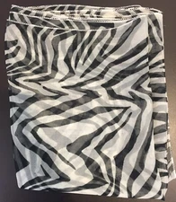 Unbranded Rectangular Scarf White & Black Zebra Striped Transparent Polyester