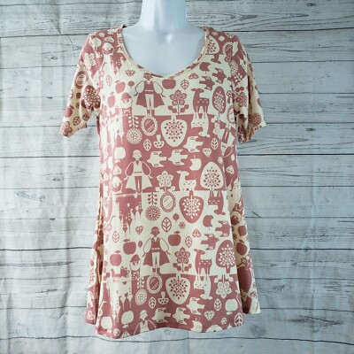 LuLaRoe Womens Perfect T Sz 2XS Pink Cream Snow White Short Sleeve