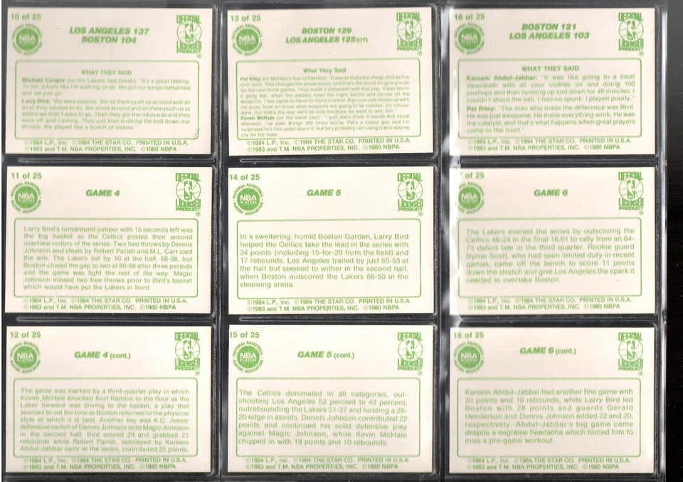 1984 Star Company Boston Celtics 25-card Championship Set Larry Bird Danny Ainge - Image 4 of 4