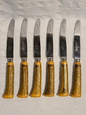 Westall Richardson Stainless Knife Set(6)  Bakelite Horn Handles Sheffield
