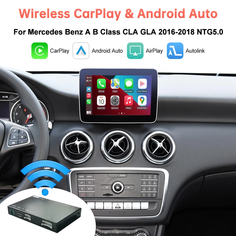 Para Mercedes Benz A W176 B W246 CLA GLA Inalámbrico CarPlay AndroidAuto GPS NTG5.0 Foto 2 de 4