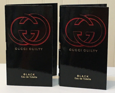 2 GUCCI Guilty BLACK Eau De Toilette Men Carded Sample 2 ml /.06 oz. Each