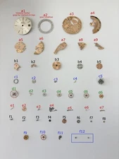 Omega Cal 564 Watch Parts Movement Calendar Disc Fork Wheels Springs Bridge