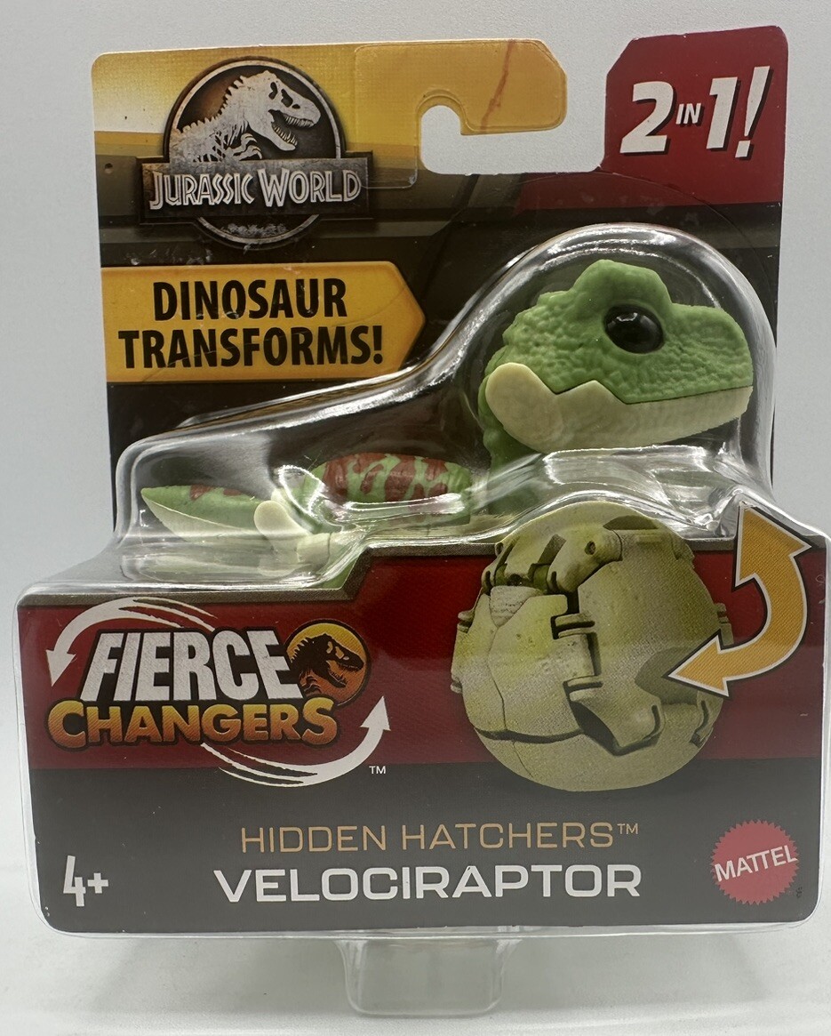Jurassic World Dinosaur Egg to Velociraptor Toy Hidden Hatchers 2 In 1  Ages 4+