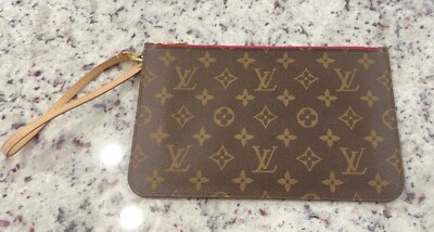 LOUIS VUITTON NEVERFULL NEW POCHETTE  WRISTLET CLUTCH MONOGRAM  PINK INSIDE