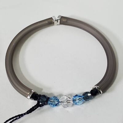 Swarovski Blue Crystal Flexible Rubber Cuff Bracelet Retired  display picture 1