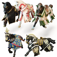 LOT OF 5 Fantasy Medieval Knights Figures Horses ONLY Mix Brands of Plastoy papo