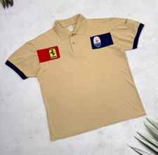 Vintage Ferrari x Maserati Polo T-Shirt Service Formula1 Racing Beige size M