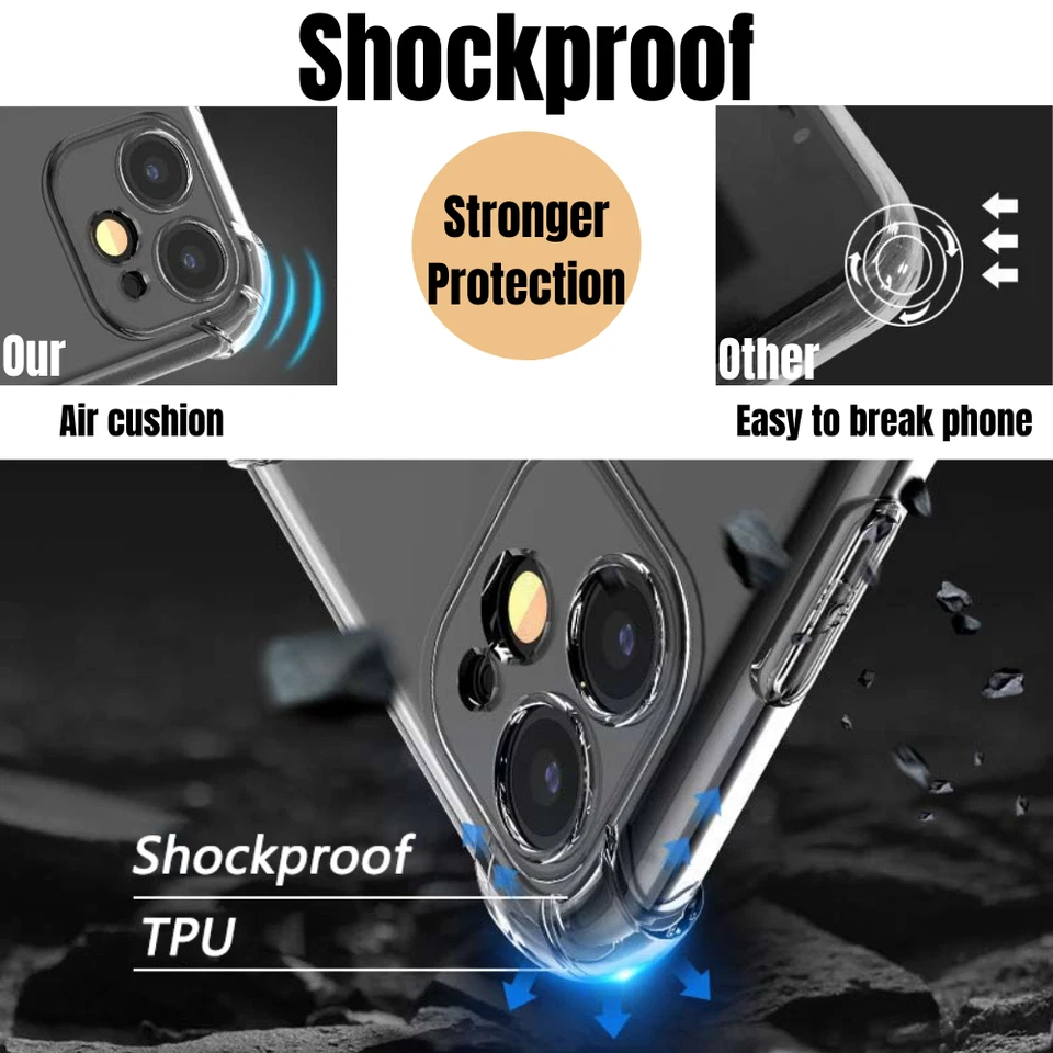 Funda protectora de pantalla transparente a prueba de golpes para iPhone 12 11 X XR 8 7 6 Foto 4 de 4