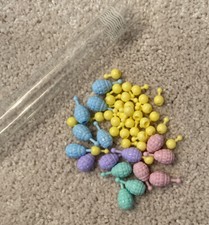 Vintage POP BEADS Pastel Eggs Jewelry Making Craft Kids Easter Basket W/Box EUC