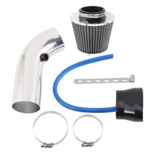 Silver Car Cold Air Intake Filter Induction Kit Pipe Power Flow Hose System 76mm