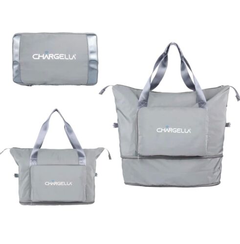 Chargella Large Folding Duffel Tote Bag Shoulder Luggage Handbag Charging Port - Picture 1 of 10