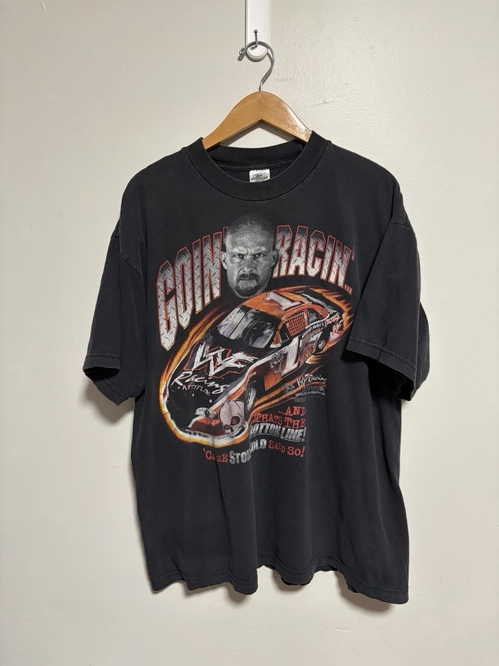 Vintage 90s WWF Stone Cold Steve Austin Goin Racin Wrestling NASCAR T Shirt XL - Image 2 of 4