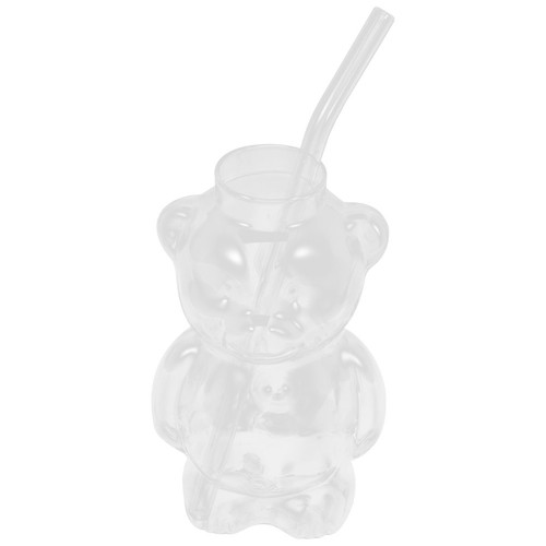  Adorable Bear Shaped Glass Cup Creative Bear Beverage Cocktail Mug with Straw - Zdjęcie 4 z 17