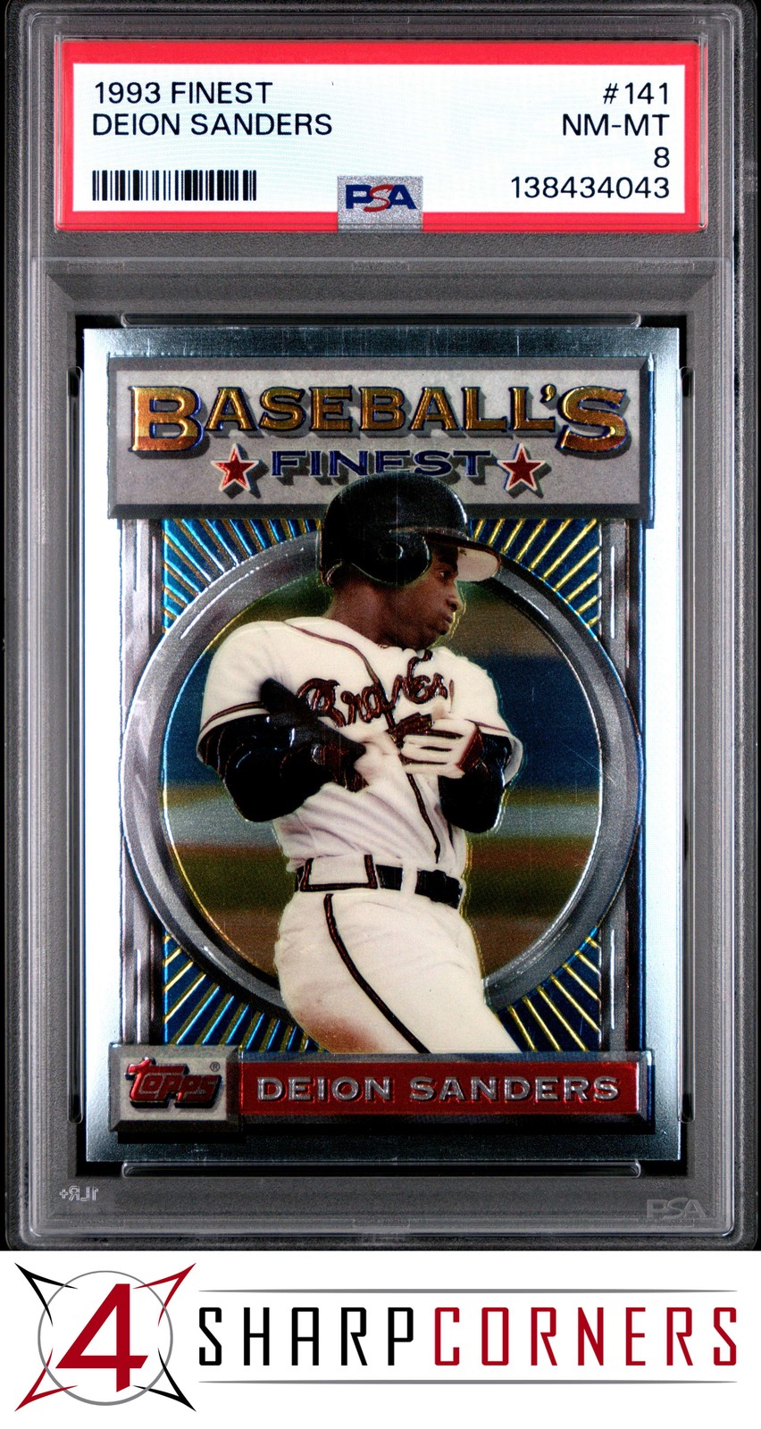1993 FINEST #141 DEION SANDERS BRAVES PSA 8