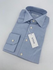 Eton Dress Shirt Mens L 16 - 41 Blue Textured Slim Fit Formal Business Button Up