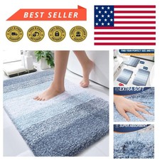 Extra Soft Blue Bath Rug 30  x20  - High Pile, Machine Washable  Elegant