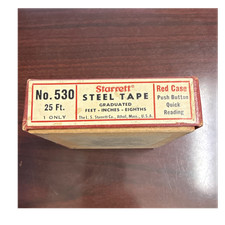 Starrett No. 530 25 ft Steel Measuring Tape, Red Case, Push Button, SAE