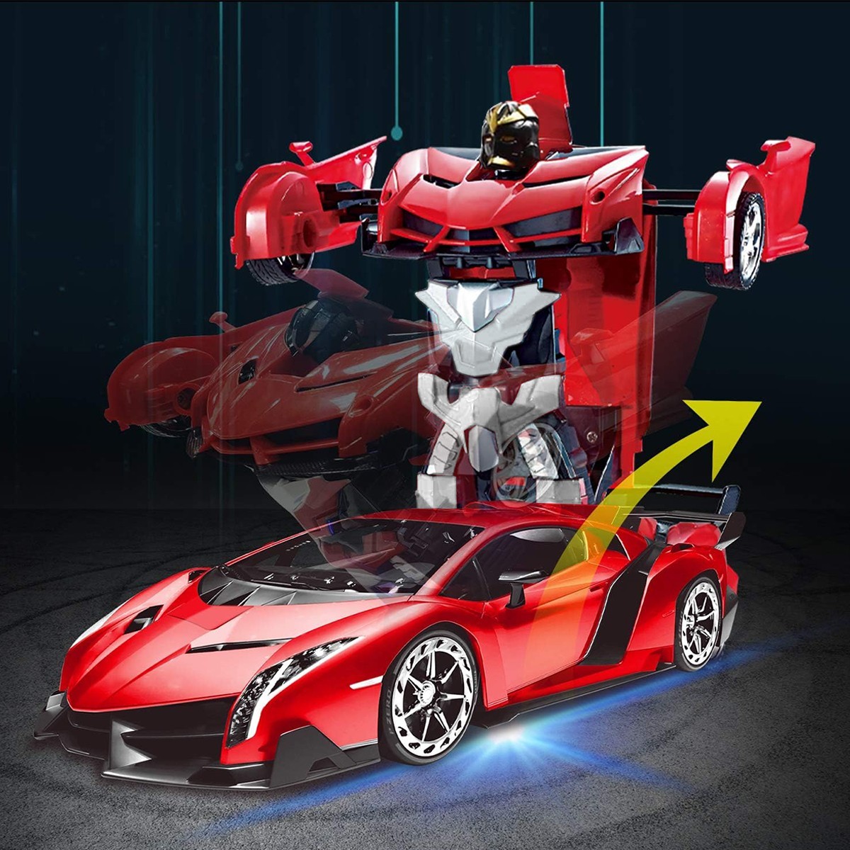 ，transform Robot Rc Cars With Cool Led Headlights, 2.4ghz Toys