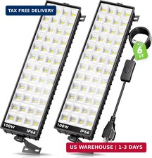 2 Pack LED Shop Lights, 100W 14000LM 6000K Plug in Garage Light with 6FT Power C