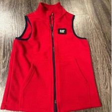 CAT Caterpillar Fleece Vest Red Youth Kids Size XS 5/6 Logo Patch