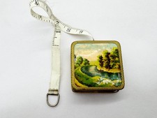 VINTAGE RETRACTABLE TAPE MEASURE LANDSCAPE DESIGN SEWING HABERDASHERY