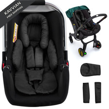 Newborn Car Seat Head Support with 3 Shoulder Covers Set, 2-in-1 Black