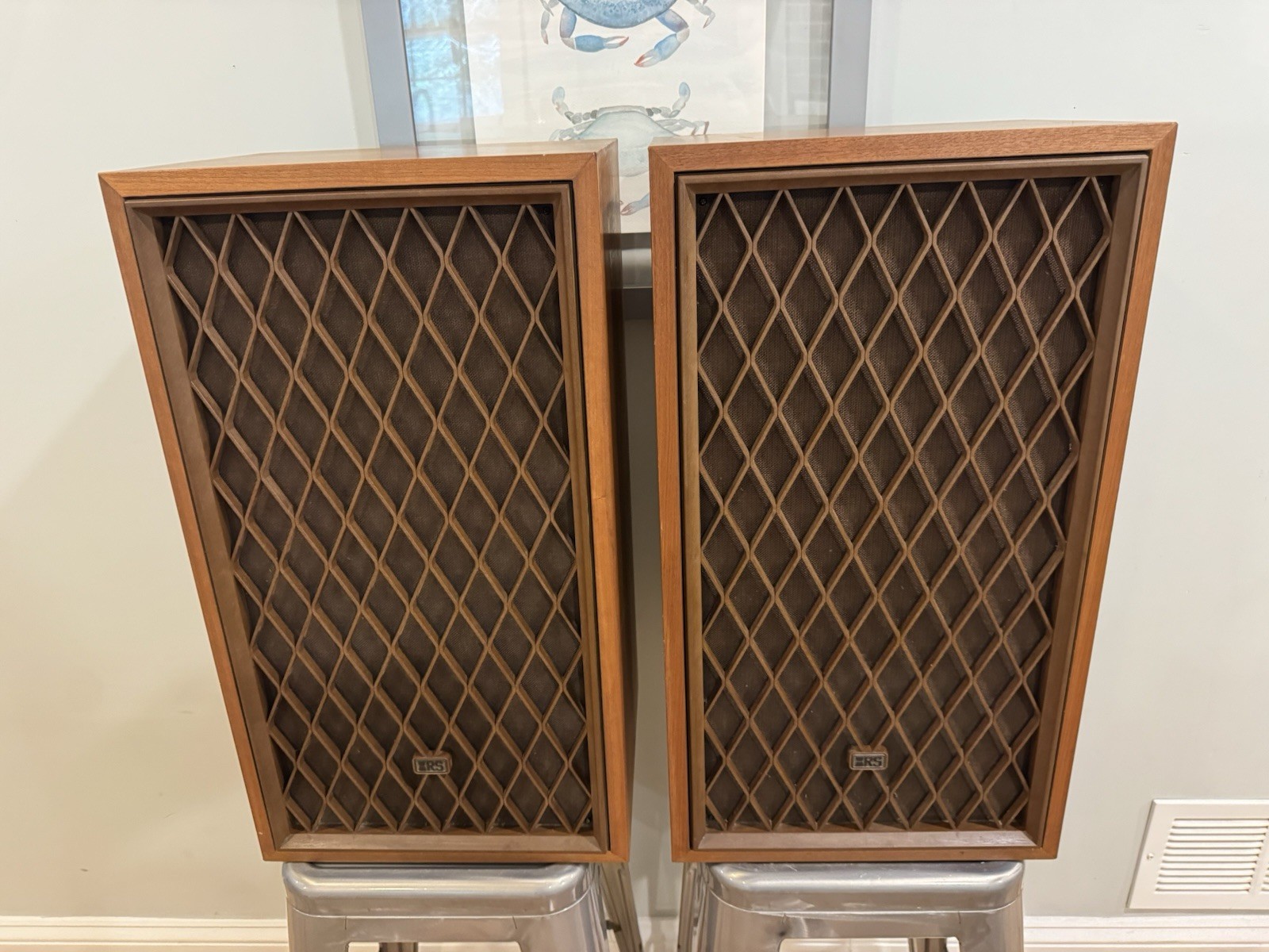 Vintage Realistic Nova 8B Speakers 12” Woofers 3 Tweeters Lattice Grills Japan