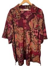 A Personal Touch VTG Womens Blouse Size 4X Made In USA Red Paisley Button Up