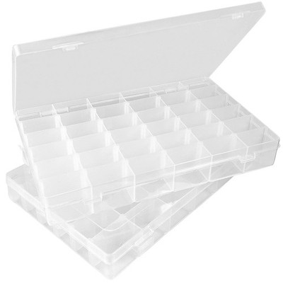 2 Pack Adjustable Organizer Box with Dividers, Clear Plastic Storage Box for ...