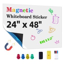 Magnetic Whiteboard Contact Paper 24" x 48" Peel and Stick Dry Erase White Bo...