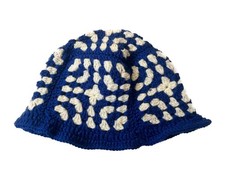 Crocheted Granny Square Bucket Hat Blue and White