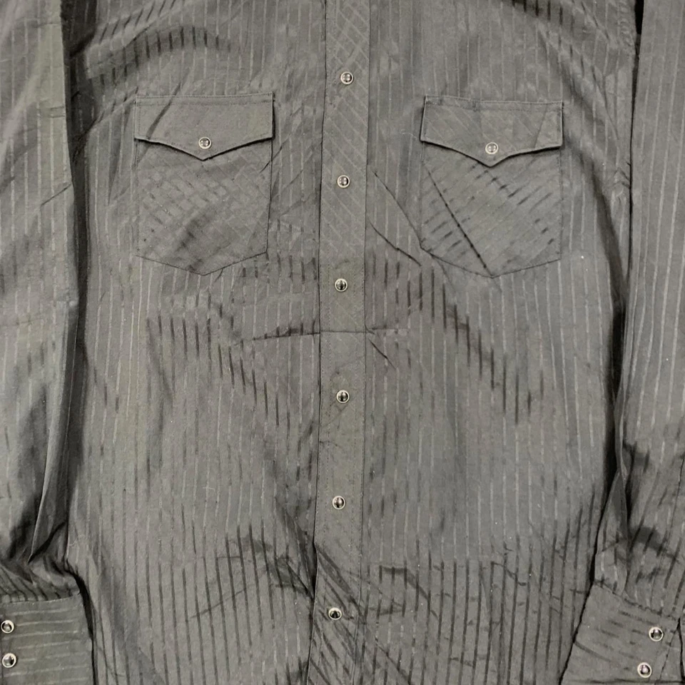Wrangler Western Shirt striped patterned long sleeve shirt with pockets Men's XL - Image 2 of 4