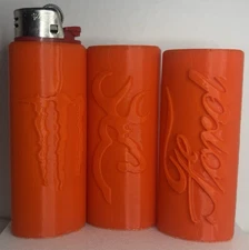SET OF 3 ORANGE Lighter Cases Sleeves Covers Fit standard BIC lighter