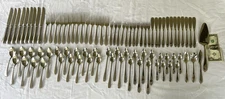 88 x RETRONEU Kent Curve Back Tip Glossy Stainless Steel Flatware Lot Korea EUC