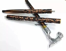 Unique Dragon Handle Walking Stick Carved Wooden Cane For Men Women Gift Item