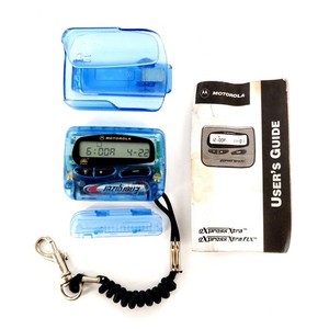 Motorola Flex Pager Beeper w/ Belt Clip & Guide Translucent Clear Blue Tested